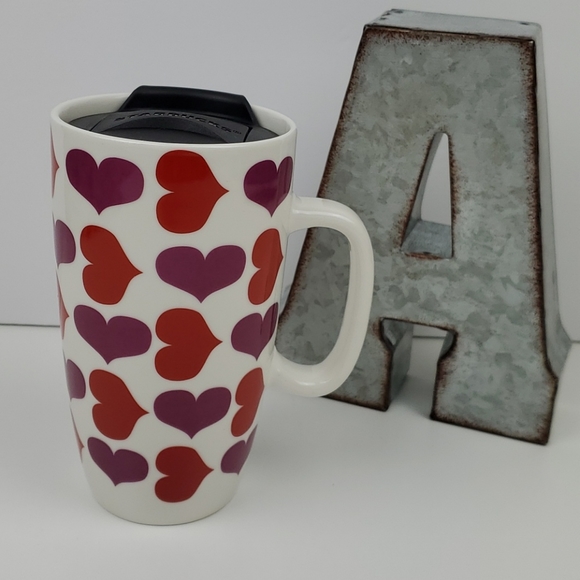Starbucks 2020 Travel Mug Lid Hearts Ceramic Cup